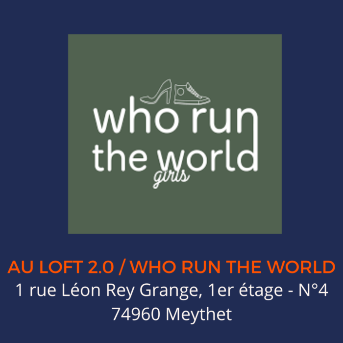 Logo et adresse de who run the world annecy
