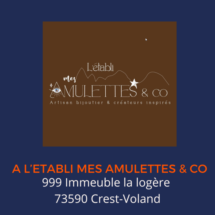 Logo et adresse de l'établi mes amulettes and co